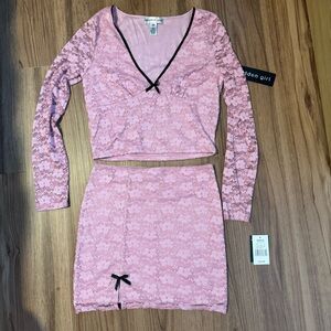 NWT Madden Girl Pink Lace Top and Skirt Set